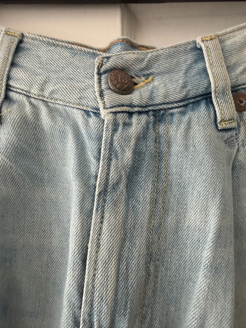 R13 Wide Leg Distressed Summer Weight Jeans - Picture 4 of 6